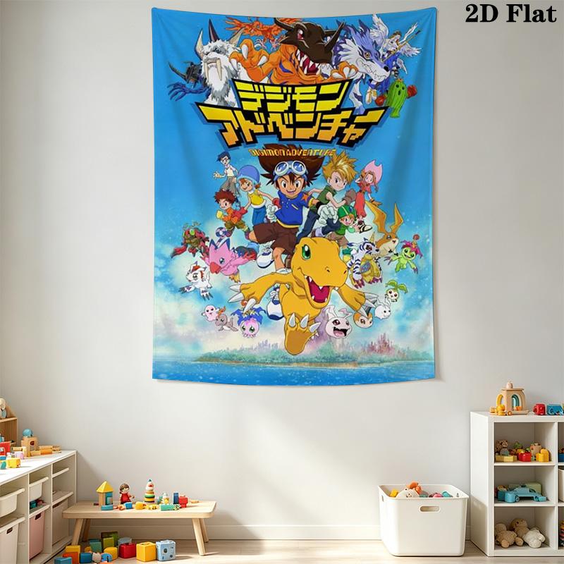 Digimon Heroes Epic Battles Await Tapestry Fashion Print Background Cloth Wall Covering Decoration Atmospheric Background Cloth Home Decor
