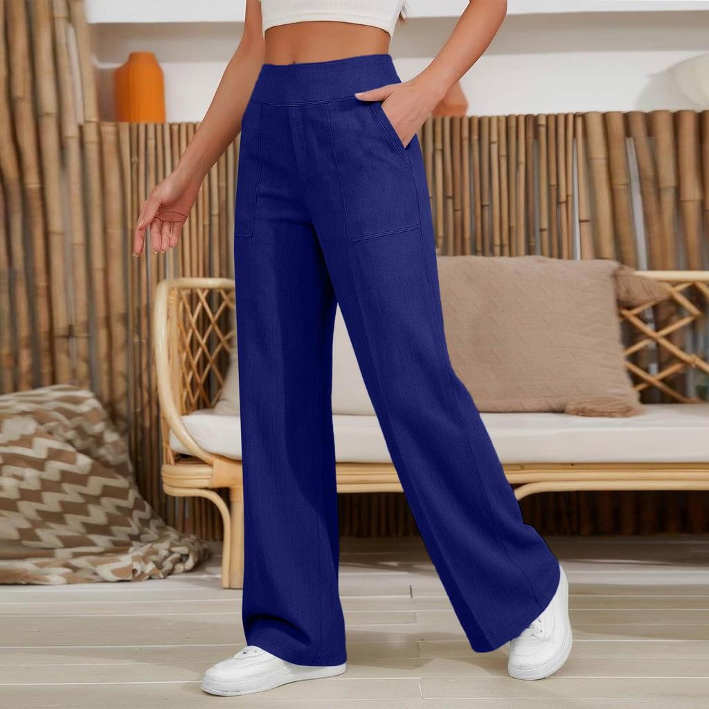 Women's Casual And Fashionable Color Loose Pants With Pocketes