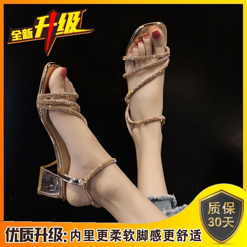 Sandals women 2025 new summer wear versatile thick heel Internet celebrity fairy style fashion high heels women slippers women
