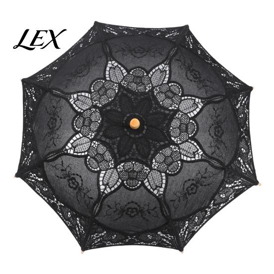 Sun Protection Parasol Vintage Gothic Lace Umbrella, Black Bridal for Halloween Portable Witch Cosplay, Wedding Decoration, Stage Performance