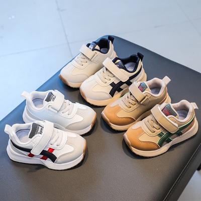 Autumn New Children's Shoes Girls Striped Soft-soled Sports Shoes Boys Velcro Korean Version of Small White Shoes