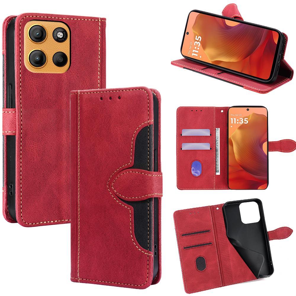 For Motorola Moto G15 4G/G15 Power 4G Case Leather Wallet Phone Cover with Straw Hat Magnetic Clasp