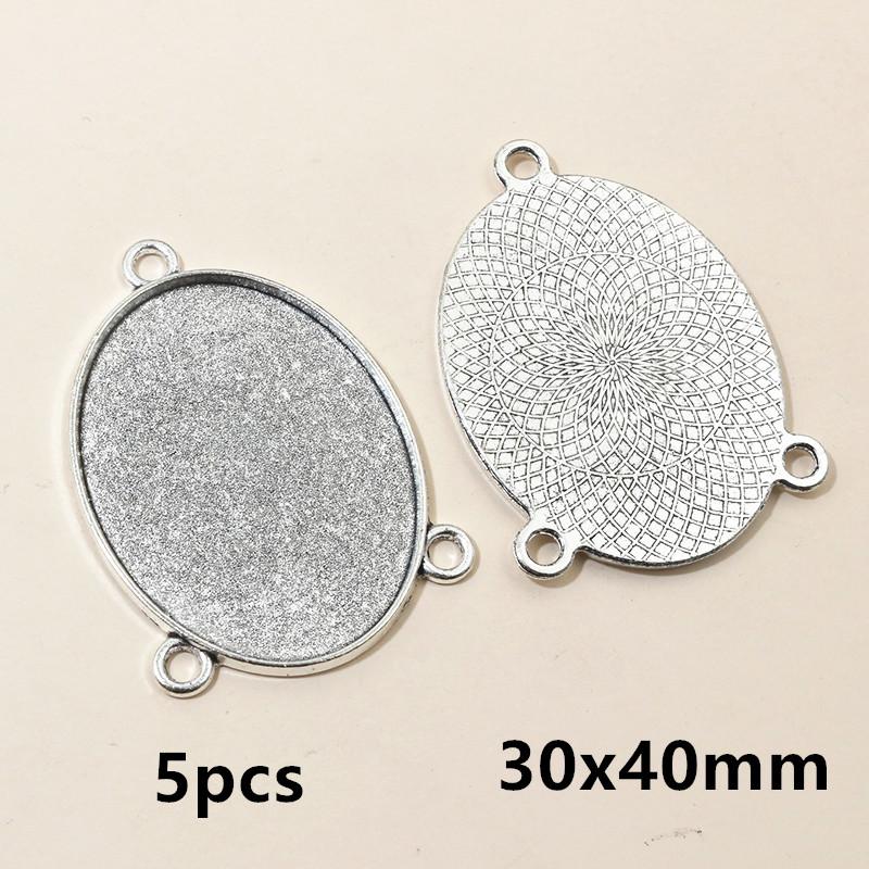5-40pcs 3-Loops Oval Prndant Cabochons Blank Base Setting DIY Necklace Bracelet Jewelry Making Accessories Findings