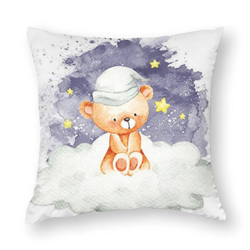 Plush Cartoon Bear Pillowcase: Soft Cushion Cover for Sofa or Bed