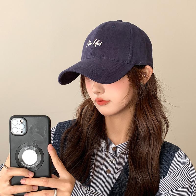 

Large Head Circumference Deep-Crown Brushed Baseball Cap Korean Style Letter Print Versatile Face-Slimming Sun Hat Couple s Trendy Sun Protection Adjustable（54-58cm）