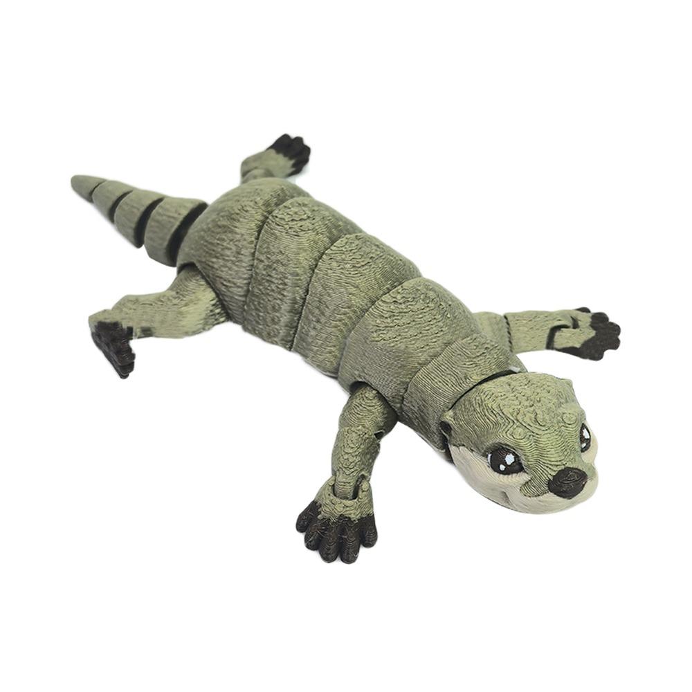 

Solid Color Otter Model Toy 3D Printed Mini Otter Doll Cute Otter Action Figurine Desktop зелений