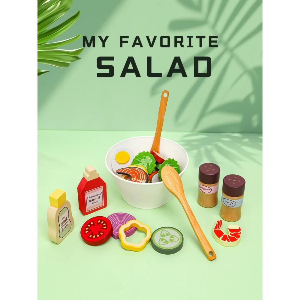 Kitchen Pretend Play Toys Simulation Food Accessories Pizza Salad Dessert Set Educational Toy for Toddler 3+