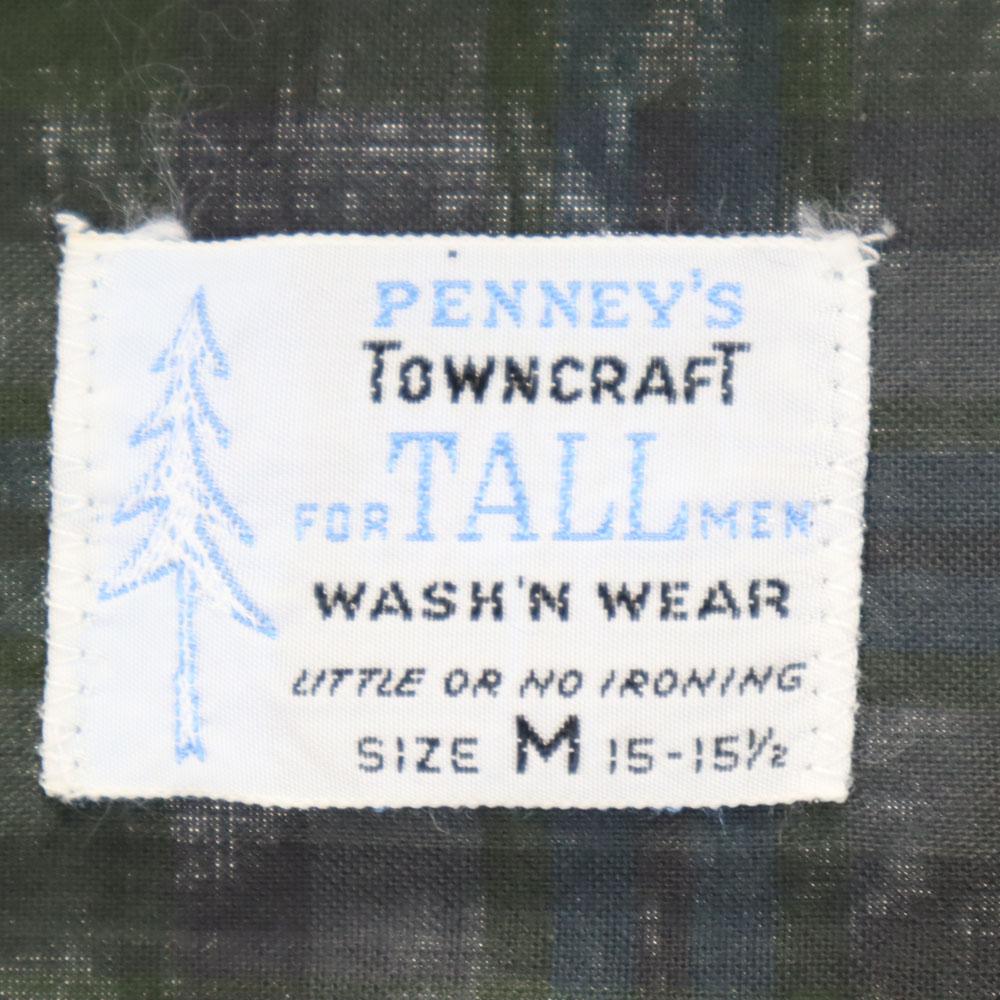 PENNEYS 60s Towncraft Vintage Open Collar Check Pattern Long Sleeve Open Collar Shirt Men's Used