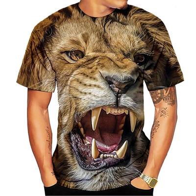 Lion Print 3D T Shirt Men's Casual Cool Animal Print T-shirt