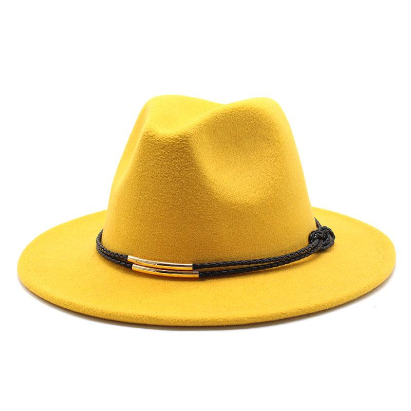 Hat Men'S And Women'S Jazz Hat Quarterly British Retro Belt White Top Hat Woolen Gentleman'S Hat