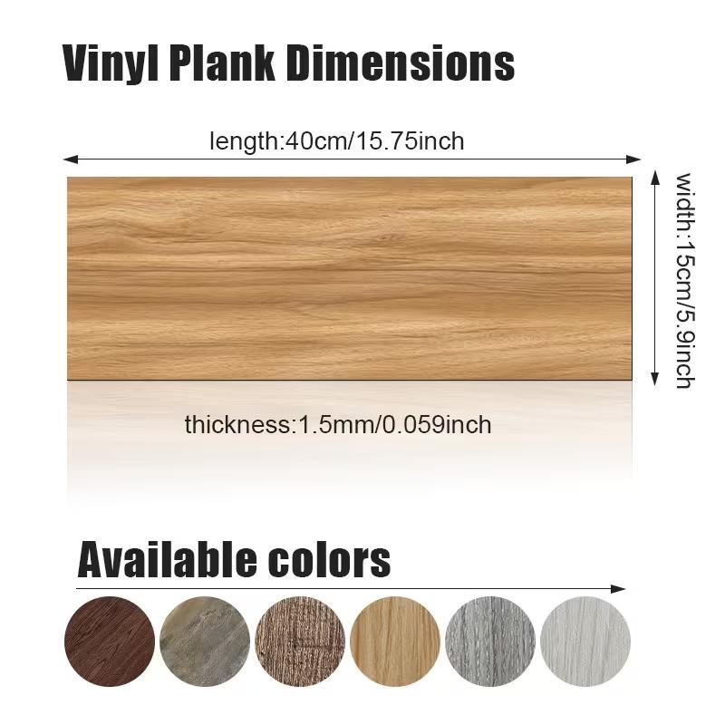 10pc Self-adhesive Wood Grain Floor Wall Sticker Modern Style PVC Living Room Toilet Kitchen Home Floor Decor Waterproof Sticker