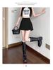 Spring 2025 Women's High-Waisted A-Line Culottes Skirt - Irregular Hem, Faux Two-Piece Midi Shorts Skirt