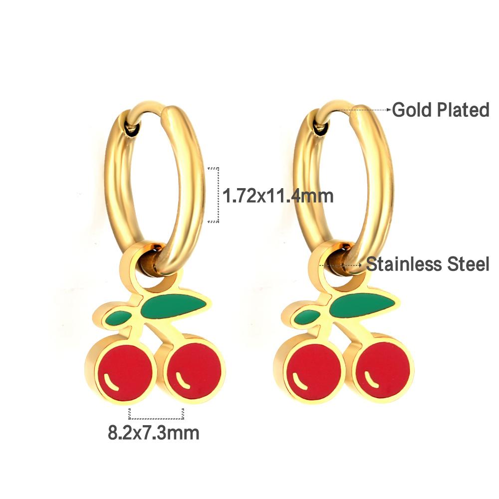LUXUKISSKIDS Erdbeer-Anhänger Schmuck Ohrringe Süße Rote Kirsch-Tropfen Anhänger für Mädchen/Frauen Stahl Früchte Zubehör Geschenke