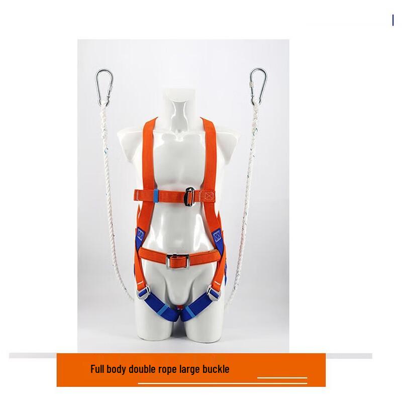 OLOMM Full Body Fall Protection Safety Harness with Double Lanyard