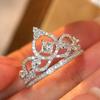 Exquisite Female Ring Real  Sterling Silver Princess Crown Cross Zircon Finger Rings for Women Statement  Gift Anillos
