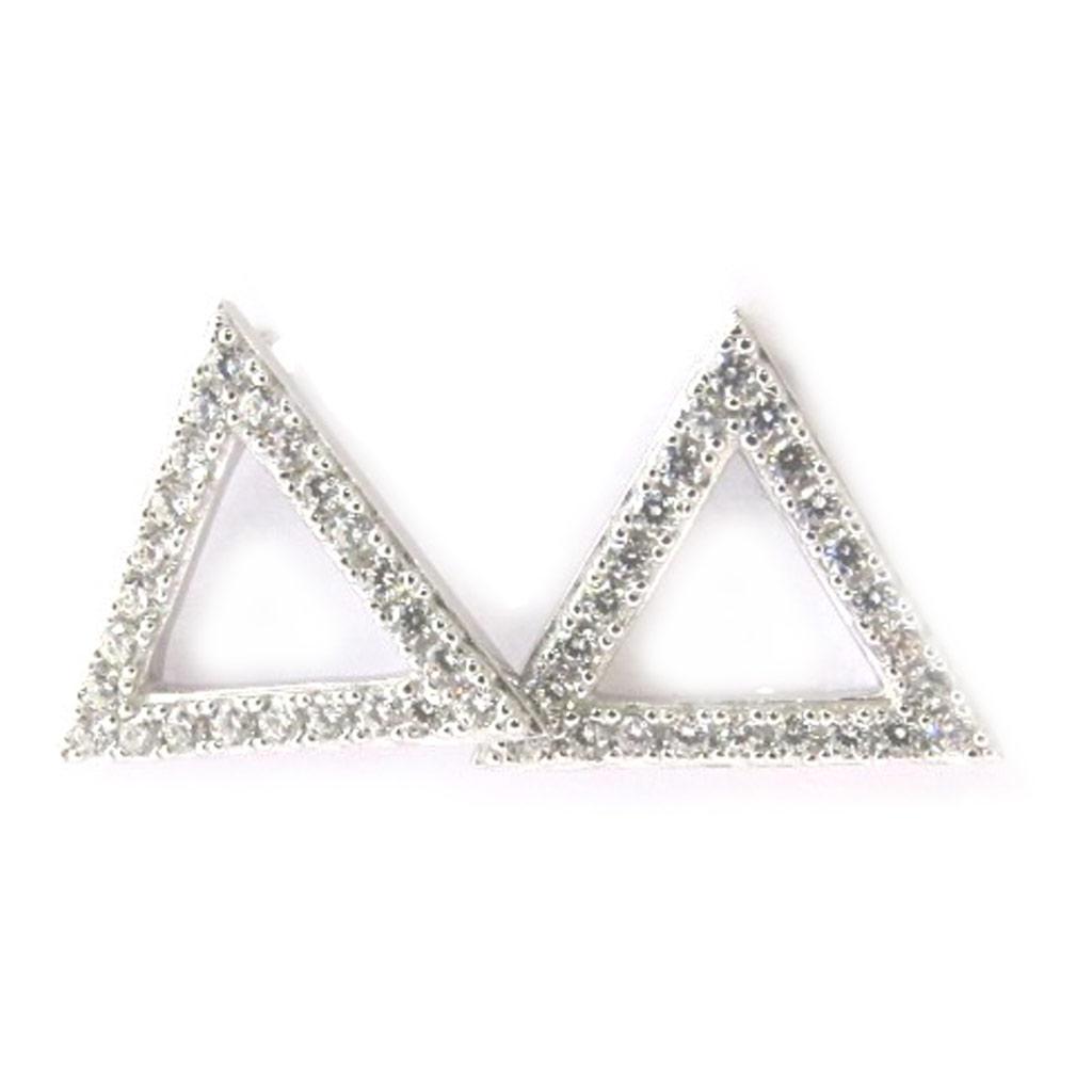 Les Trésors De Lily [M8813] - Boucles Argent 'Triangles' blanc - 11x11 mm (rhodié)