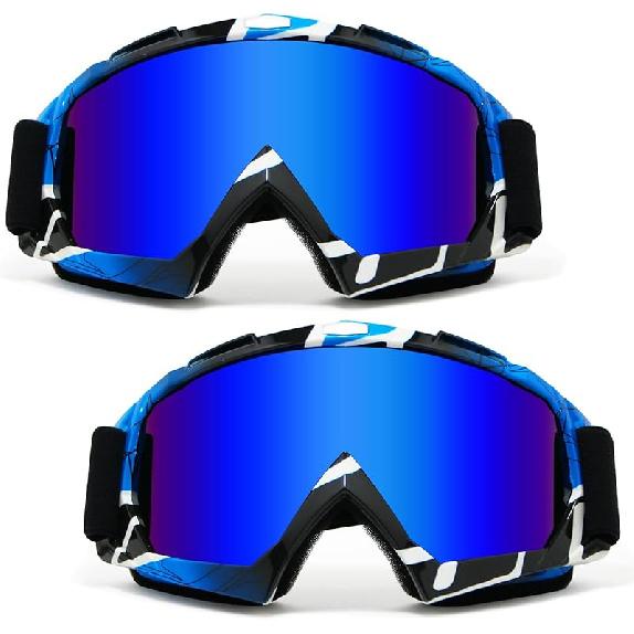 Dirt Bike Goggles 2Packs Motorcycle ATV UV Motocross Off Road Riding Helmet MX Goggles For Adult Youth Kids