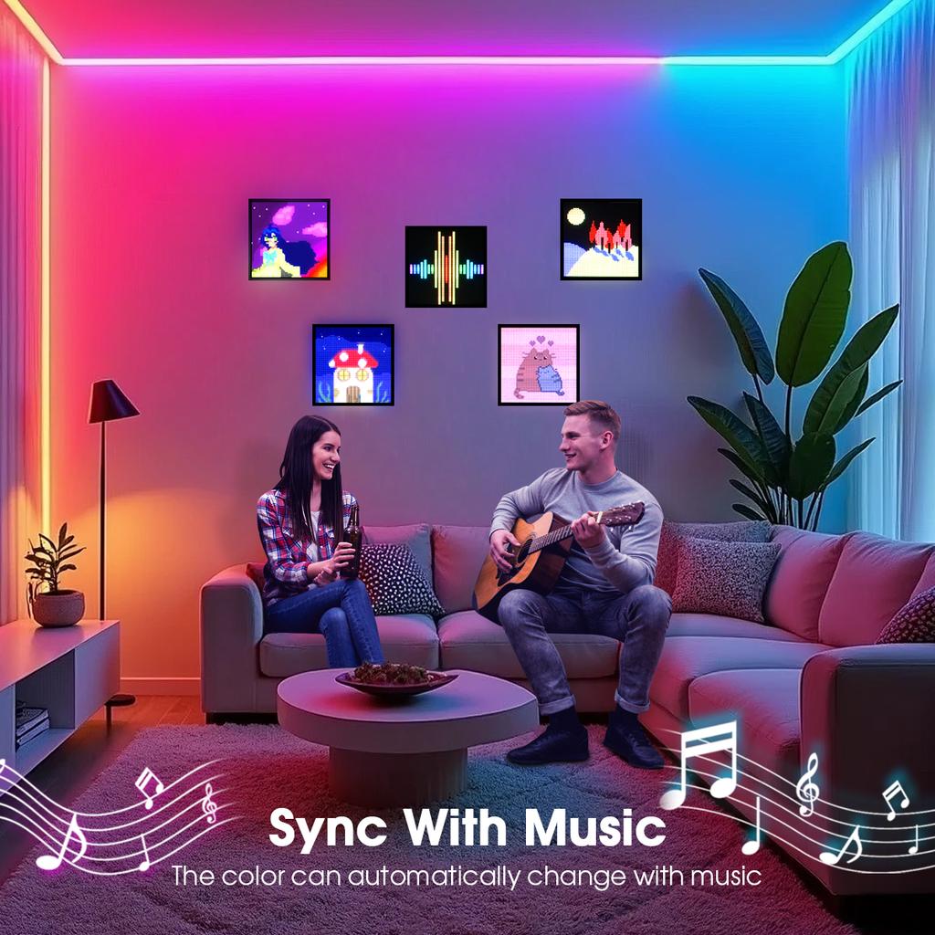 LED Smart Reklameskilt Digital Skjerm Matrise Piksel Skjerm USB 5V Bilderamme Bluetooth APP DIY Animasjon Morsom Tekst