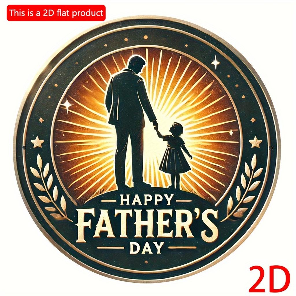 2d flat 20*20cm, Father'S Day Retro Style Circular Wooden Sign, Perfect for Bedroom And Living Room Decoration, Ideal Gift for Friends And Family.