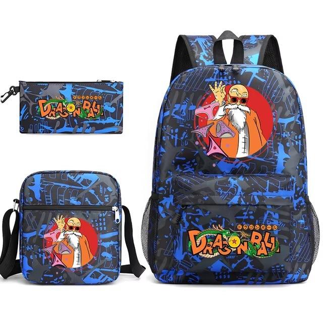 Dragon Ball Z Printed Backpack Set 3-Piece Casual School Bag For Boys And Girls Youth With Pencil Case Shoulder Bag