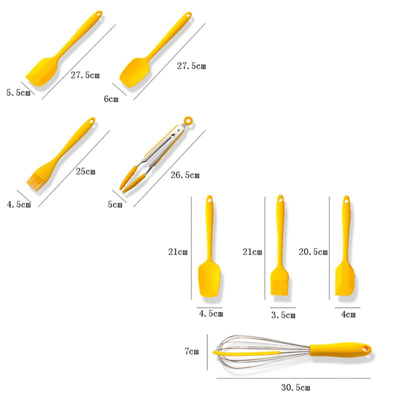 Food Grade Egg Beater Baking Utensils Set Dough Scraper 8Pcs Silicone Cream Scraper