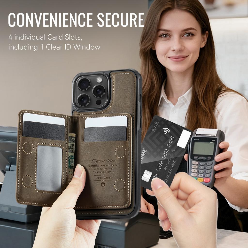 For iPhone 14 Pro Max Magnetic Case CASEME ME80 Series Leather PC TPU Phone Cover with Detachable Wallet