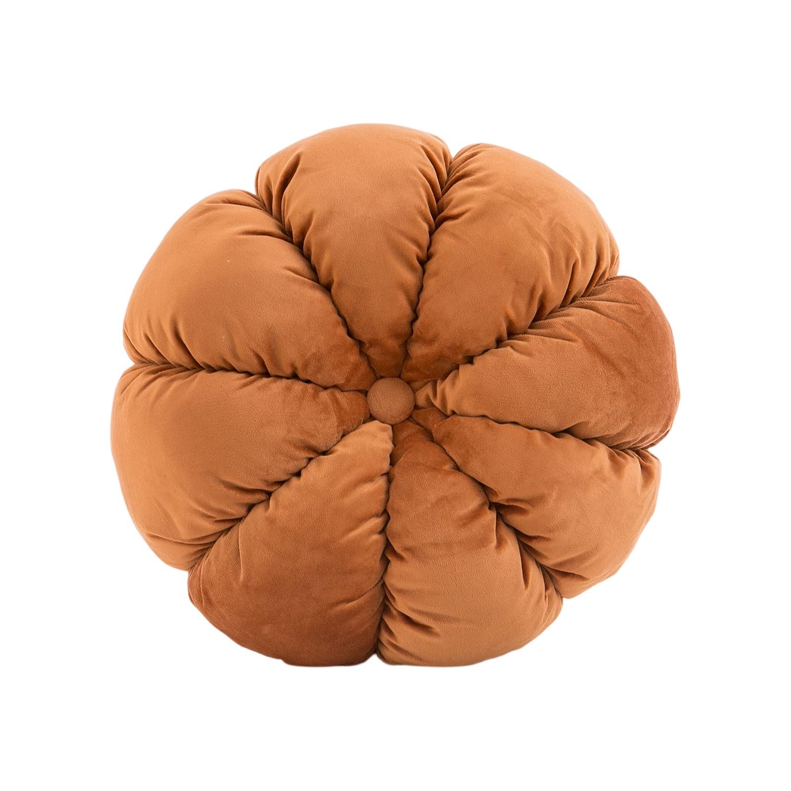 

Sofa Pillow Back Cushion, Solid Color Velvet Pumpkin, Round Pillow, Cushion. One Size
