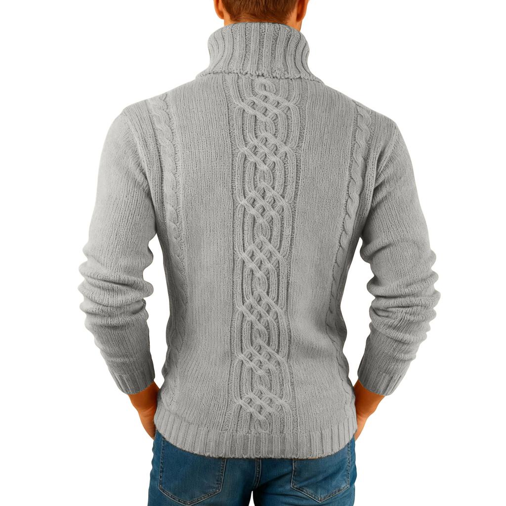 Men's  Fashion  Knitting  Pullover  Long Sleeves  Loose  Flip Collar  Sweater