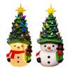 Christmas Cartoon Snowman Ornament USB Powered Glowing Xmas Tree Topper Snowman Figurine Home Office Holiday Party Decoration