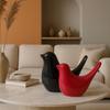 Creative Black and Red Glossy Ceramic Birds Figurines Home Decorations Accessories Party (Pack of 2, Black & Red)