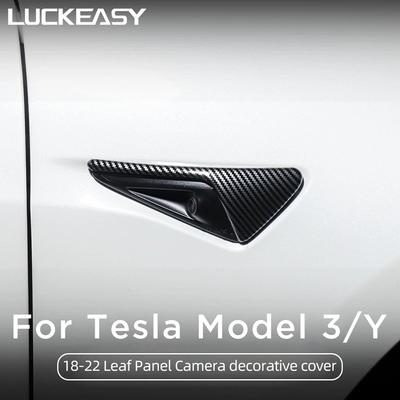 LUCKEASY Für Tesla Model3 ModelY 2018-Äußerlich Modifizierte Auto Seite Kotflügel Kamera Carbon Fiber Schutzhülle Schutz
