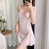 Sexy pajamas women's summer 1011 new ice silk thin lace nightdress with chest pad sexy temptation suspender skirt