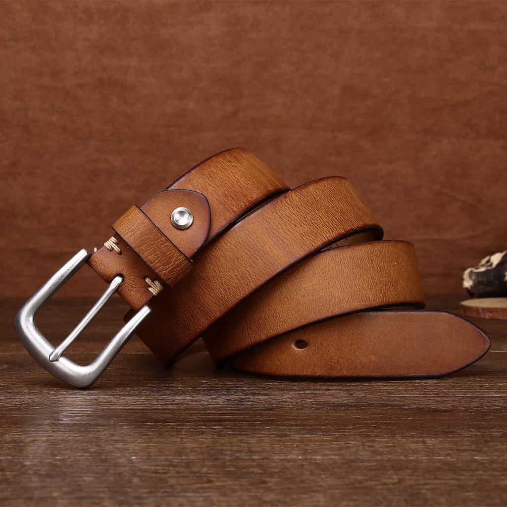 New Retro Washed Extra Thick First Layer Cowhide Belt Men's Casual Belt Men's