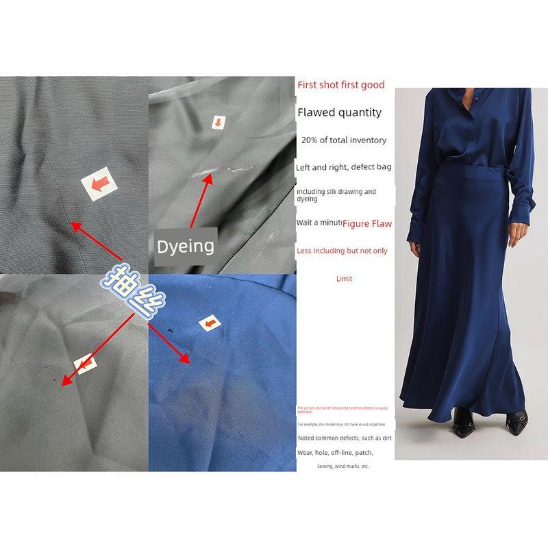 

Foreign Trade Original Order NA-K * D High Waist Satin Stretch Pendant Midi Skirt Drape Silky Skirt Three Colors 1460c5 Blue 40