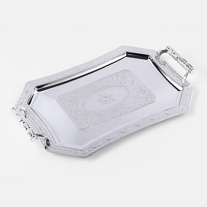 Stainless Steel Storage Tray Metal Elegant Organizer Multifunction Trays for Fruit Candy Dessert Pastry Cookie Biscuit