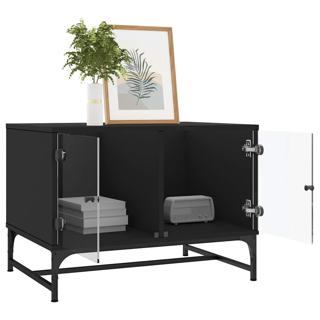 Vidaxl Coffee Table, Glass Door, Black, 68.5X50X50 Cm