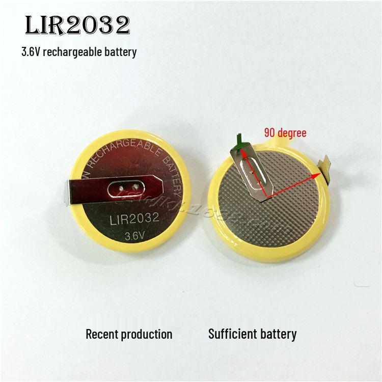 Brand New 3.6V LIR2032 Rechargeable Button Cell with Solder Tabs