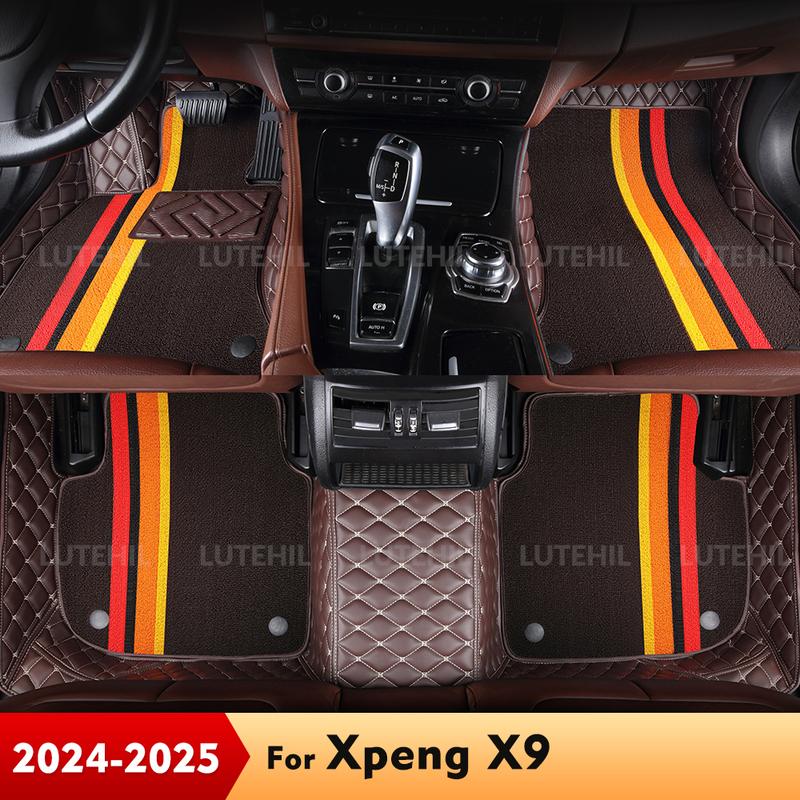 For Xpeng X9 7-Seat 2024 2025 Double Layer Car Floor Mats Auto Foot Pads Carpet Cover Interior Accessories