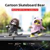 Car Skateboard Bear Sliding Car Cartoon Dynamic Bear Central Control Screen Instrument Panel Little Bear Car Decoration Ornament