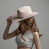 European and American new autumn and winter fashion wide-brimmed wool jazz hat shopping concave shape warm felt denim hat plus hard