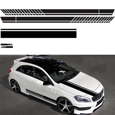 5Pcs Car Side Door Body Hood Decal Stripes Sticker Black Racing Style Decals PVC