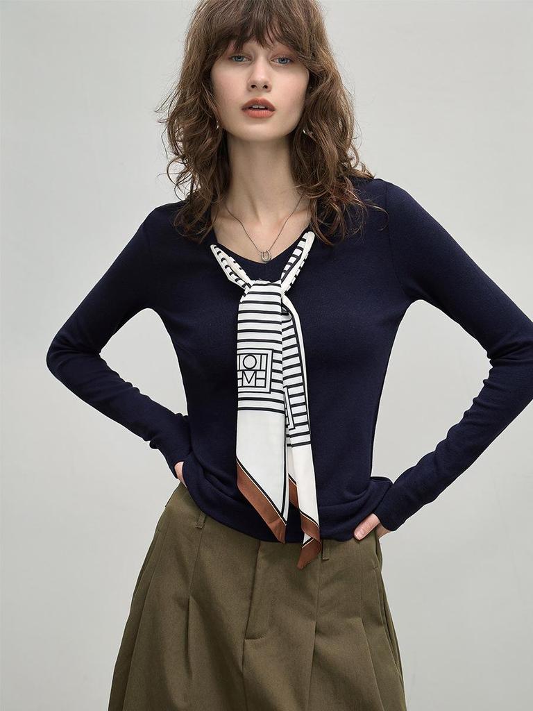 2025 Herbst Seidenschal Basisschicht Damen Langarm Figurformendes Oberteil