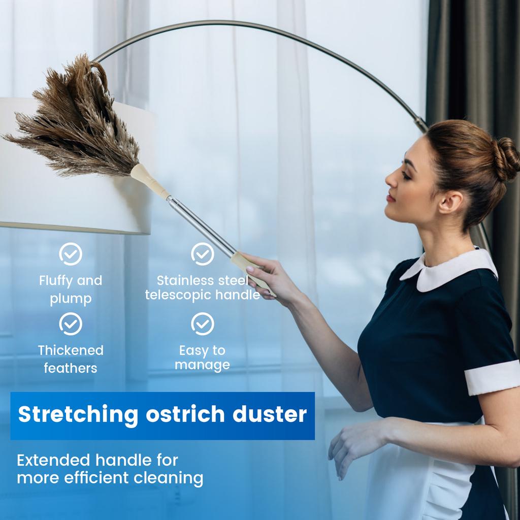 30-130CM Adjustable Ostrich Feather Duster Efficient Duster Furniture Cleaning Tool with Retractable Handle for Painting Craft