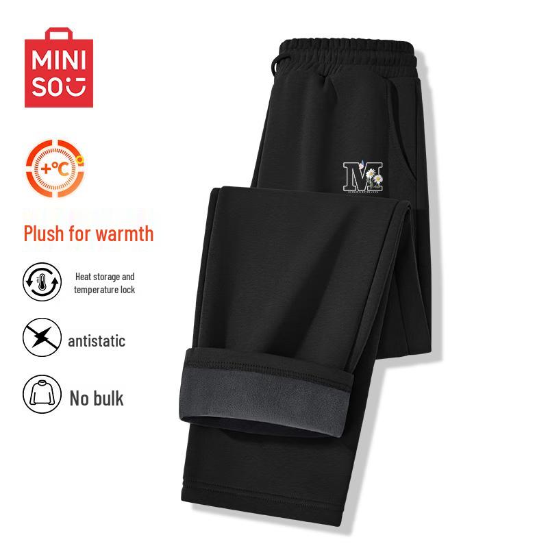 MINISO Men's Winter Fleece-Lined Straight-Leg Casual Pants