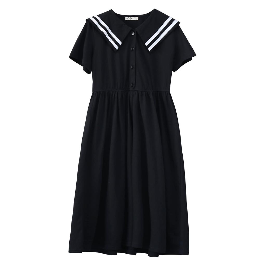 Weileenice Black Navy Size Perfect for Entrance Memorial Short Sailor Funeral Outfit Girls' Dress, Style, 130, Recitals, Ceremonies, Shichi-Go-San