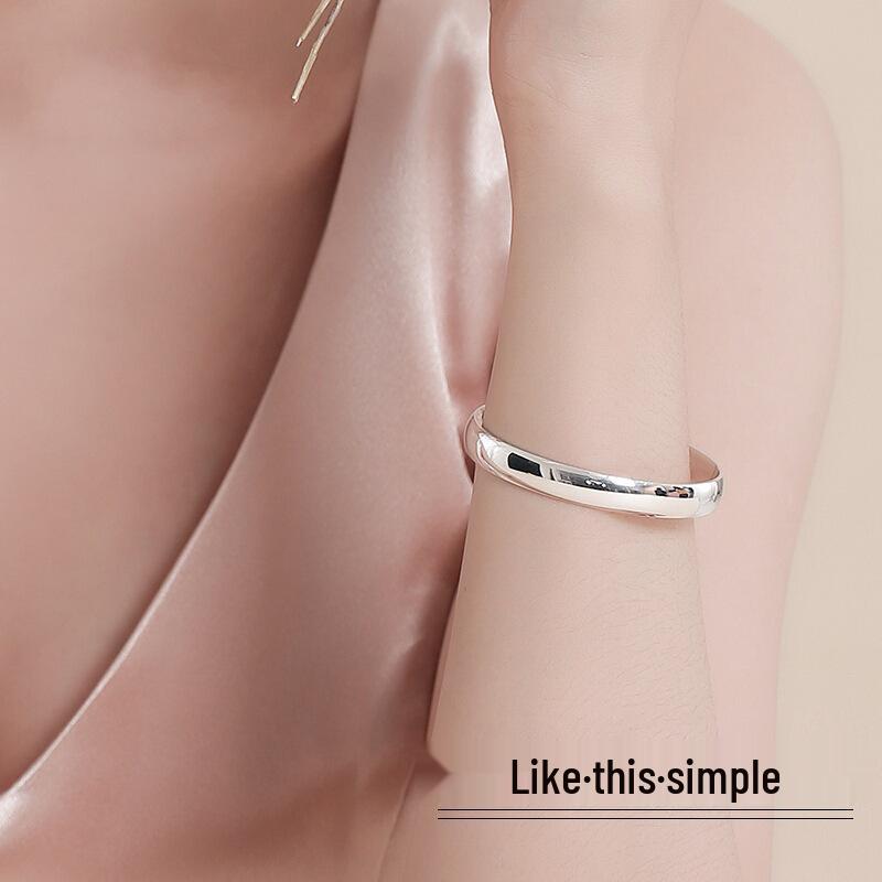 Bracciale Aperto Concubina Reale Placcato Argento - Liscio, Finitura Specchio, Modello Femminile