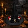 Black Satin Witch Hat for Halloween Costume Accessory