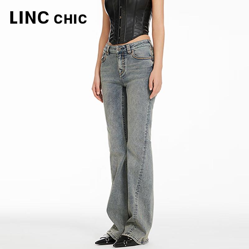 Jinyujie Women's Vintage Mid-High Waist Slim Fit Bootcut Stretch Jeans