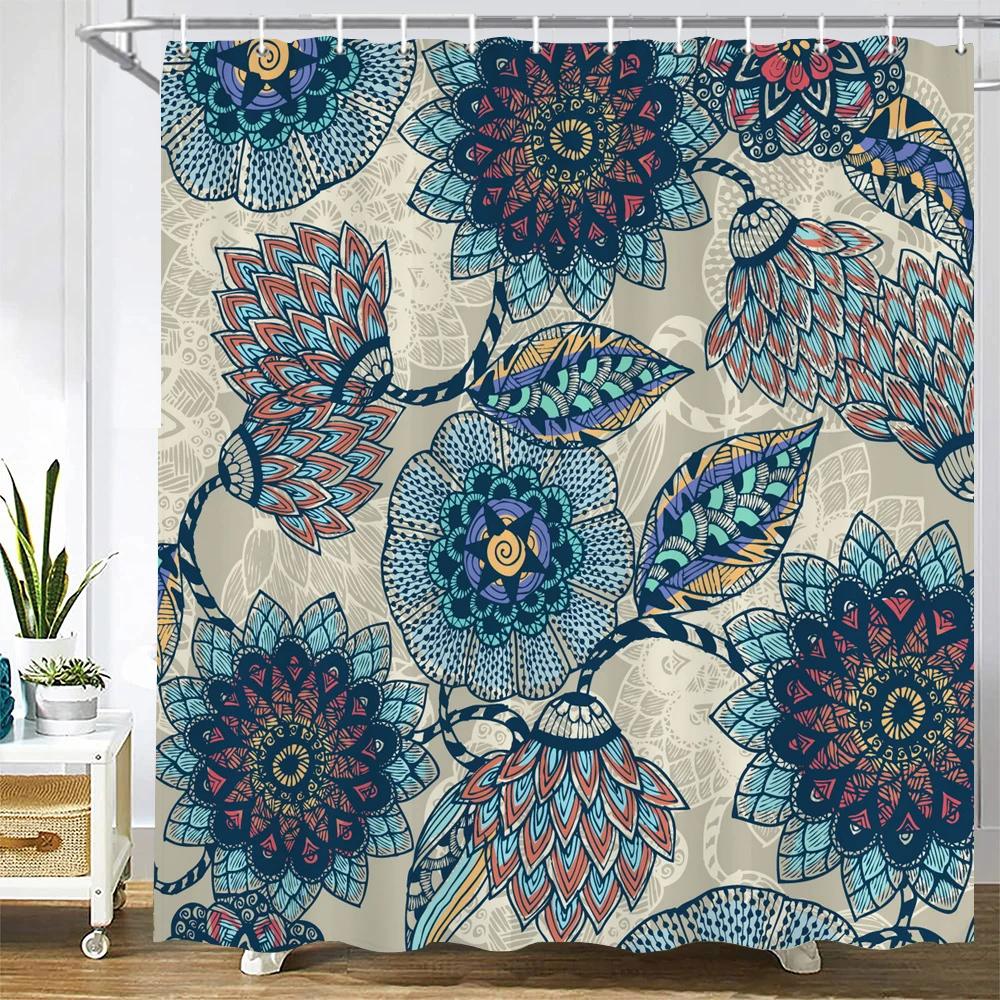 Indian Bohemian 3d Shower Curtains Waterproof Fabric Print Boho Mandala Bathroom Curtain With Hooks Decor 180*200 Bathtub Screen
