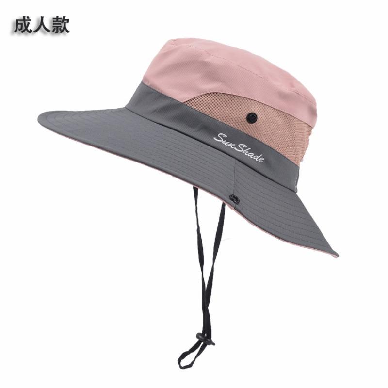 100% Polyester 9002 Summer Outdoor Sun Hat, Breathable Sun Hat, Folding Sun Hat, Female Ponytail Hole Fisherman Hat